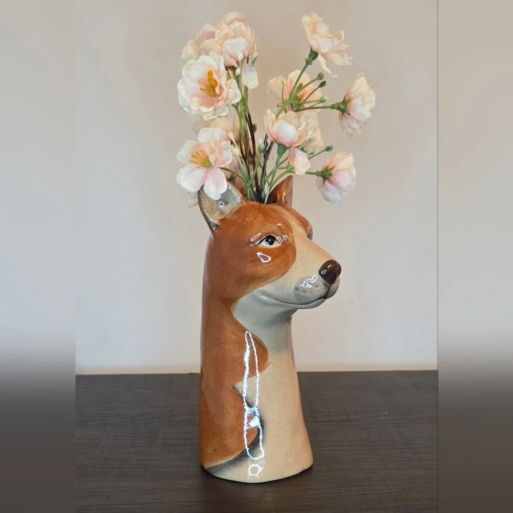 Anthropologie Corgi Dog Ceramic Bud Vase | Cute Animal Planter / Home Decor - Picture 2 of 6